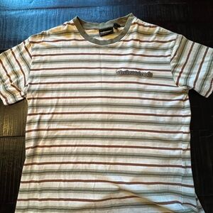 The Hundreds Striped Crewneck Tee in Olive, White, Brown